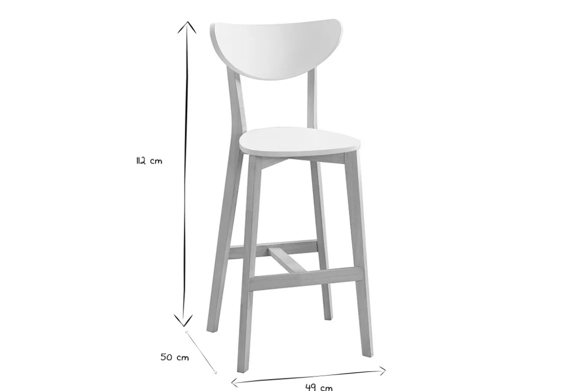 Tabourets de bar scandinaves blanc et bois 75 cm (lot de 2) LEENA