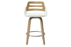 Tabourets de bar scandinaves pivotants blancs et bois clair H65.5 cm (lot de 2) PERNIK