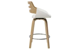 Tabourets de bar scandinaves pivotants blancs et bois clair H65.5 cm (lot de 2) PERNIK