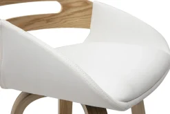 Tabourets de bar scandinaves pivotants blancs et bois clair H65.5 cm (lot de 2) PERNIK