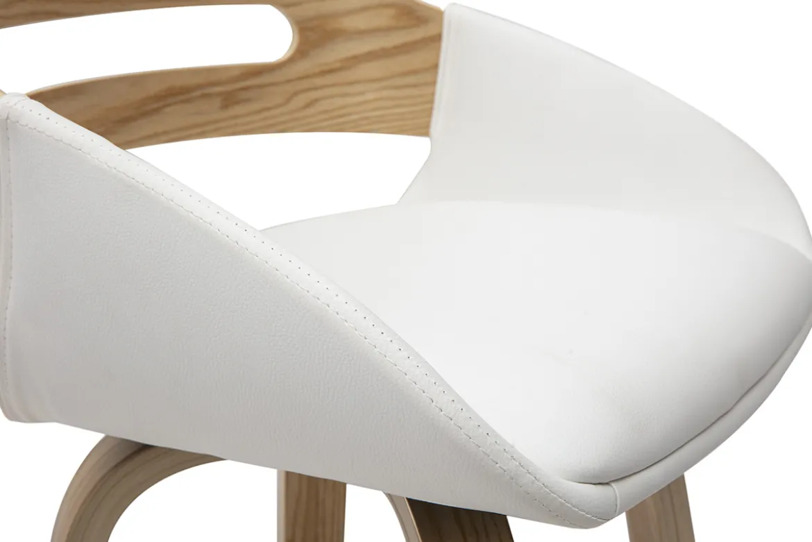 Tabourets de bar scandinaves pivotants blancs et bois clair H65.5 cm (lot de 2) PERNIK