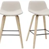 Tabourets de bar scandinaves beige et bois clair H65 cm (lot de 2) NONIE