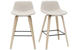 Tabourets de bar scandinaves beige et bois clair H65 cm (lot de 2) NONIE
