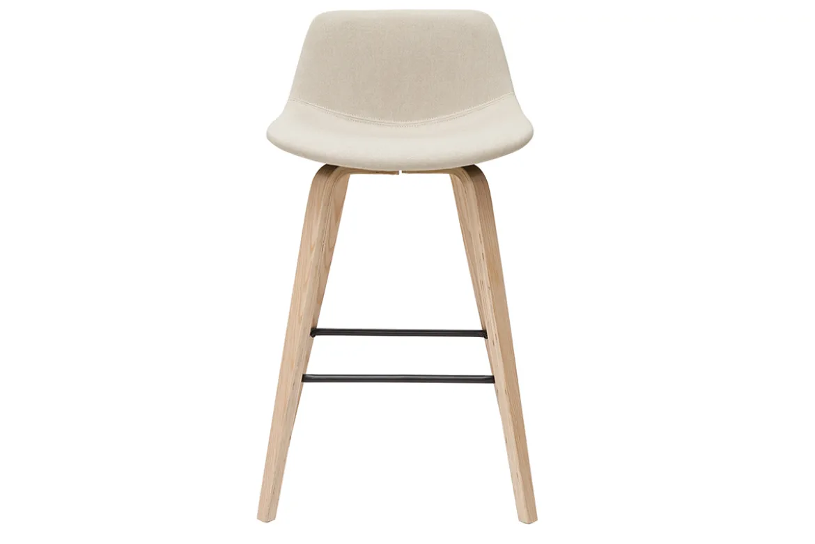 Tabourets de bar scandinaves beige et bois clair H65 cm (lot de 2) NONIE
