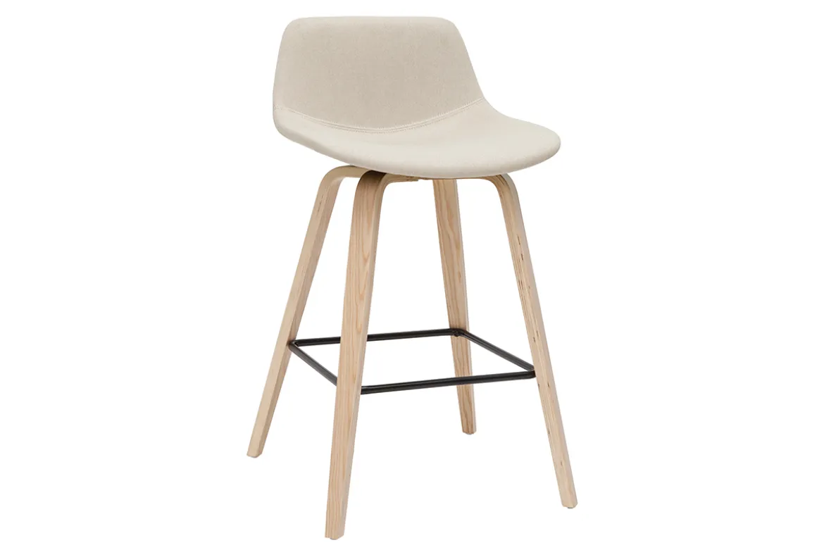 Tabourets de bar scandinaves beige et bois clair H65 cm (lot de 2) NONIE