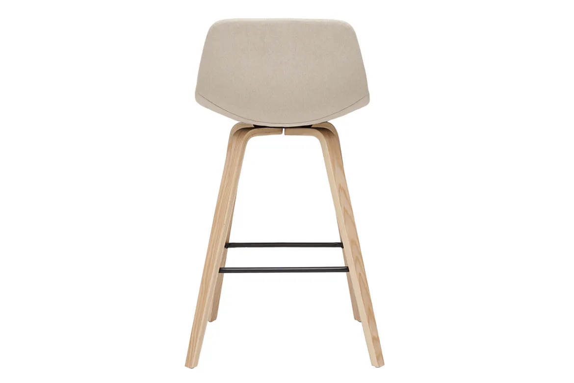 Tabourets de bar scandinaves beige et bois clair H65 cm (lot de 2) NONIE