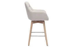 Tabourets de bar scandinaves pivotants 360° en tissu effet velours texturé beige et bois clair H65 cm (lot de 2) ALESS