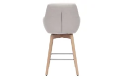 Tabourets de bar scandinaves pivotants 360° en tissu effet velours texturé beige et bois clair H65 cm (lot de 2) ALESS