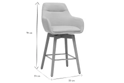 Tabourets de bar scandinaves pivotants 360° en tissu effet velours texturé beige et bois clair H65 cm (lot de 2) ALESS