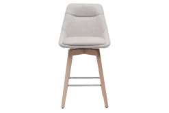 Tabourets de bar scandinaves pivotants 360° en tissu effet velours texturé beige et bois clair H65 cm (lot de 2) ALESS