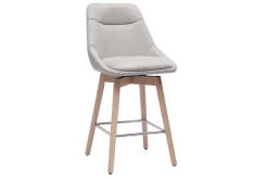 Tabourets de bar scandinaves pivotants 360° en tissu effet velours texturé beige et bois clair H65 cm (lot de 2) ALESS