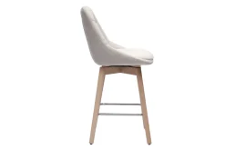 Tabourets de bar scandinaves pivotants 360° en tissu effet velours texturé beige et bois clair H65 cm (lot de 2) ALESS