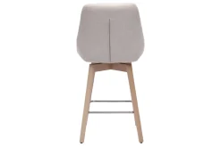 Tabourets de bar scandinaves pivotants 360° en tissu effet velours texturé beige et bois clair H65 cm (lot de 2) ALESS
