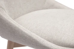 Tabourets de bar scandinaves pivotants 360° en tissu effet velours texturé beige et bois clair H65 cm (lot de 2) ALESS