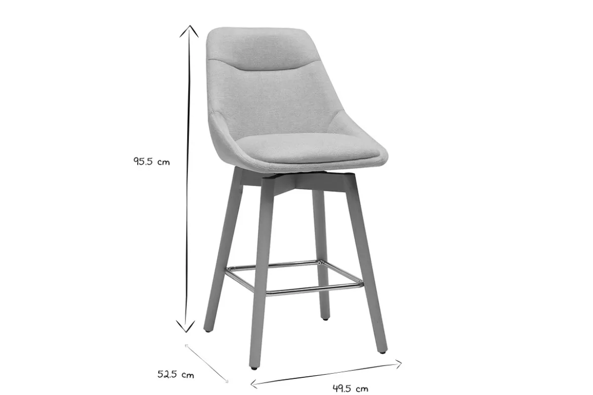 Tabourets de bar scandinaves pivotants 360° en tissu effet velours texturé beige et bois clair H65 cm (lot de 2) ALESS