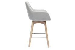 Tabourets de bar scandinaves pivotants 360° en tissu effet velours texturé gris clair et bois clair H65 cm (lot de 2) ALESS