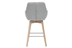 Tabourets de bar scandinaves pivotants 360° en tissu effet velours texturé gris clair et bois clair H65 cm (lot de 2) ALESS