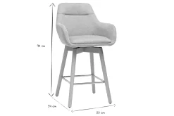 Tabourets de bar scandinaves pivotants 360° en tissu effet velours texturé gris clair et bois clair H65 cm (lot de 2) ALESS