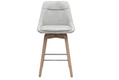 Tabourets de bar scandinaves pivotants 360° en tissu effet velours texturé gris clair et bois clair H65 cm (lot de 2) ALESS