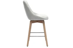 Tabourets de bar scandinaves pivotants 360° en tissu effet velours texturé gris clair et bois clair H65 cm (lot de 2) ALESS
