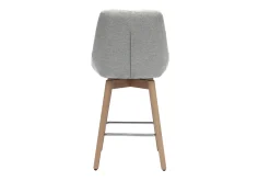 Tabourets de bar scandinaves pivotants 360° en tissu effet velours texturé gris clair et bois clair H65 cm (lot de 2) ALESS
