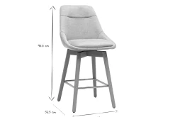 Tabourets de bar scandinaves pivotants 360° en tissu effet velours texturé gris clair et bois clair H65 cm (lot de 2) ALESS
