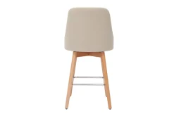 Tabourets de bar scandinaves pivotants 360° en tissu beige et bois hêtre massif H65 cm (lot de 2) HASTA