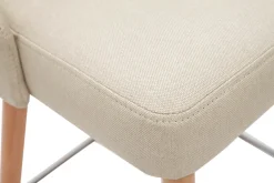 Tabourets de bar scandinaves pivotants 360° en tissu beige et bois hêtre massif H65 cm (lot de 2) HASTA