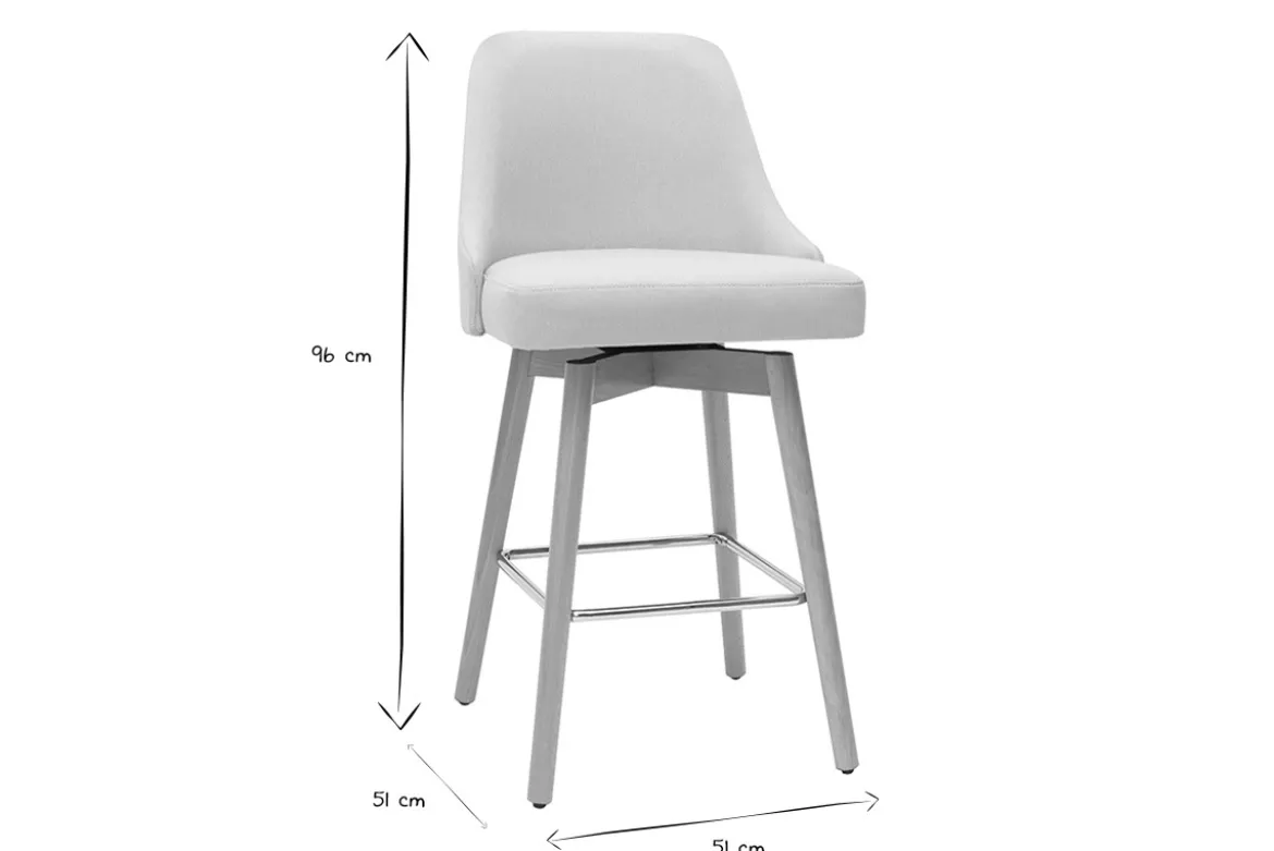 Tabourets de bar scandinaves pivotants 360° en tissu beige et bois hêtre massif H65 cm (lot de 2) HASTA
