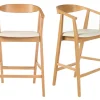 Tabourets de bar scandinaves blancs et bois clair H66.5 cm (lot de 2) BAHIA