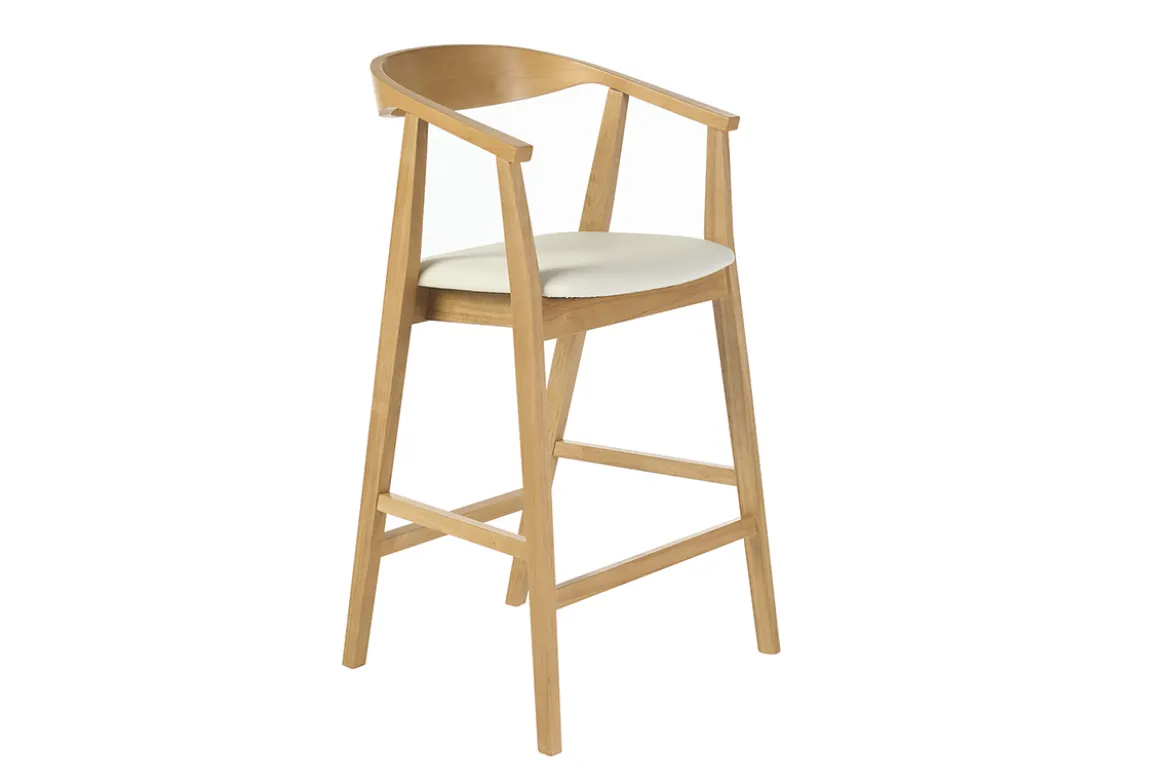 Tabourets de bar scandinaves blancs et bois clair H66.5 cm (lot de 2) BAHIA
