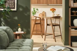 Tabourets de bar scandinaves blancs et bois clair H66.5 cm (lot de 2) BAHIA