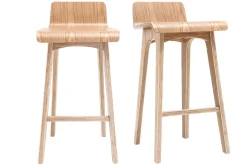 Tabourets de bar scandinaves bois clair H65 cm (lot de 2) BALTIK