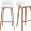 Tabourets de bar scandinaves bois clair et blanc H65 cm (lot de 2) BALTIK