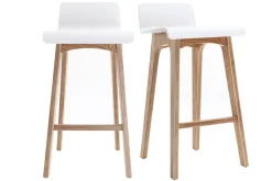 Tabourets de bar scandinaves bois clair et blanc H65 cm (lot de 2) BALTIK
