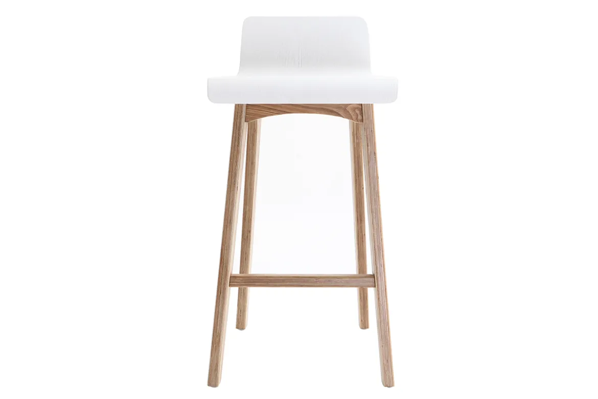 Tabourets de bar scandinaves bois clair et blanc H65 cm (lot de 2) BALTIK