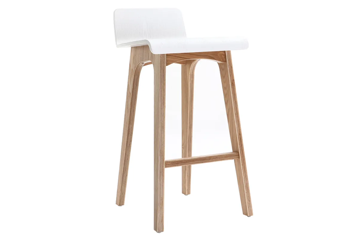 Tabourets de bar scandinaves bois clair et blanc H65 cm (lot de 2) BALTIK