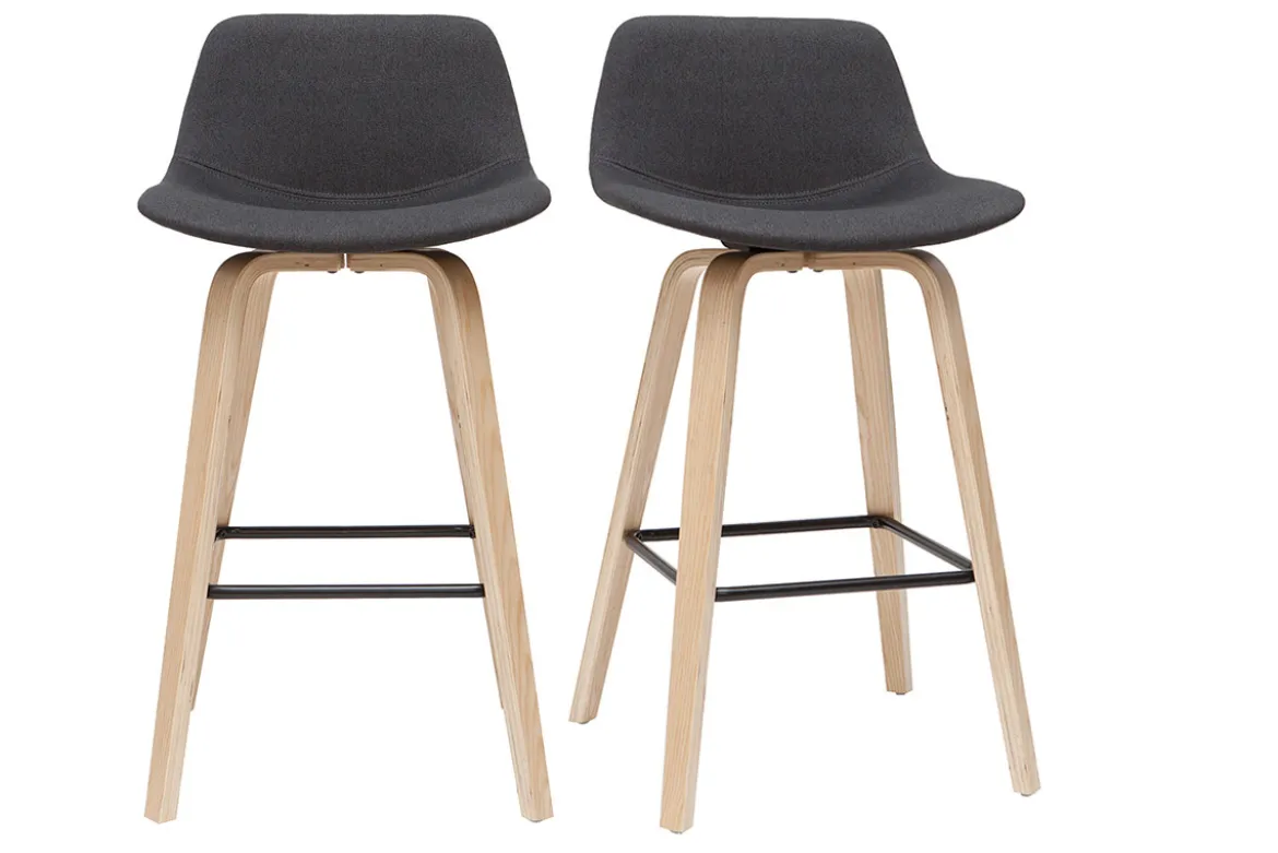 Tabourets de bar scandinaves gris foncé H65 cm (lot de 2) NONIE