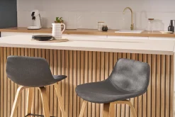 Tabourets de bar scandinaves gris foncé H65 cm (lot de 2) NONIE