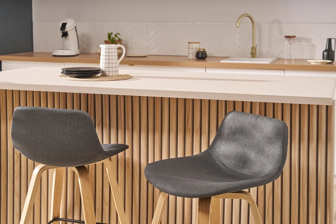 Tabourets de bar scandinaves gris foncé H65 cm (lot de 2) NONIE