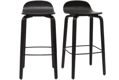 Tabourets de bar vintage bois noir H68 cm (lot de 2) OBRA