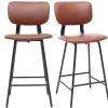Tabourets de bar vintage marron clair avec pieds métal 65 cm (lot de 2) LAB