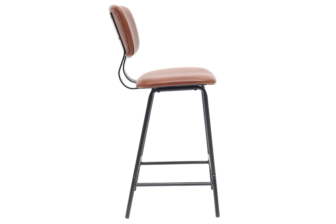 Tabourets de bar vintage marron clair avec pieds métal 65 cm (lot de 2) LAB