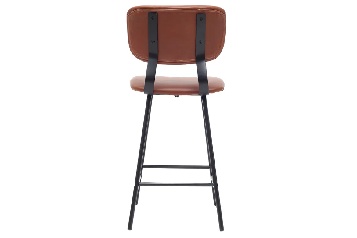 Tabourets de bar vintage marron clair avec pieds métal 65 cm (lot de 2) LAB