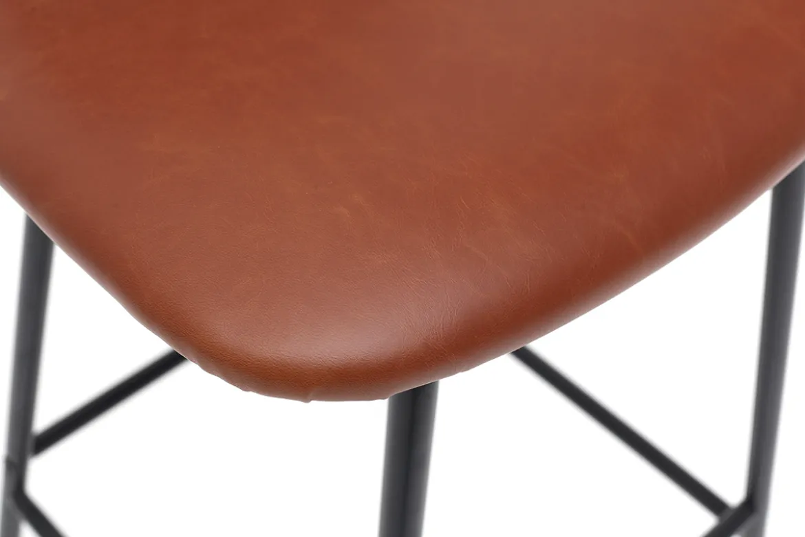 Tabourets de bar vintage marron clair avec pieds métal 65 cm (lot de 2) LAB