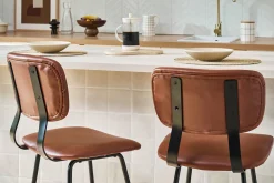 Tabourets de bar vintage marron clair avec pieds métal 65 cm (lot de 2) LAB