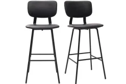 Tabourets de bar vintage noirs avec pieds métal 75 cm (lot de 2) LAB