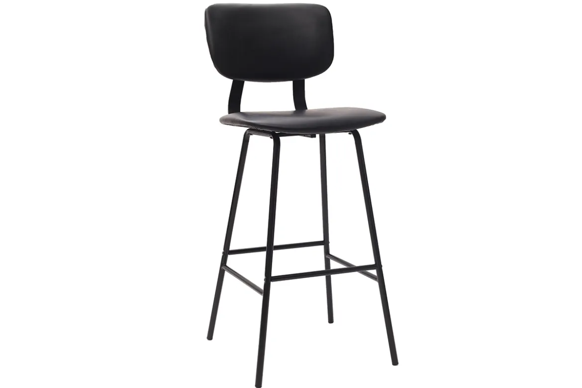 Tabourets de bar vintage noirs avec pieds métal 75 cm (lot de 2) LAB