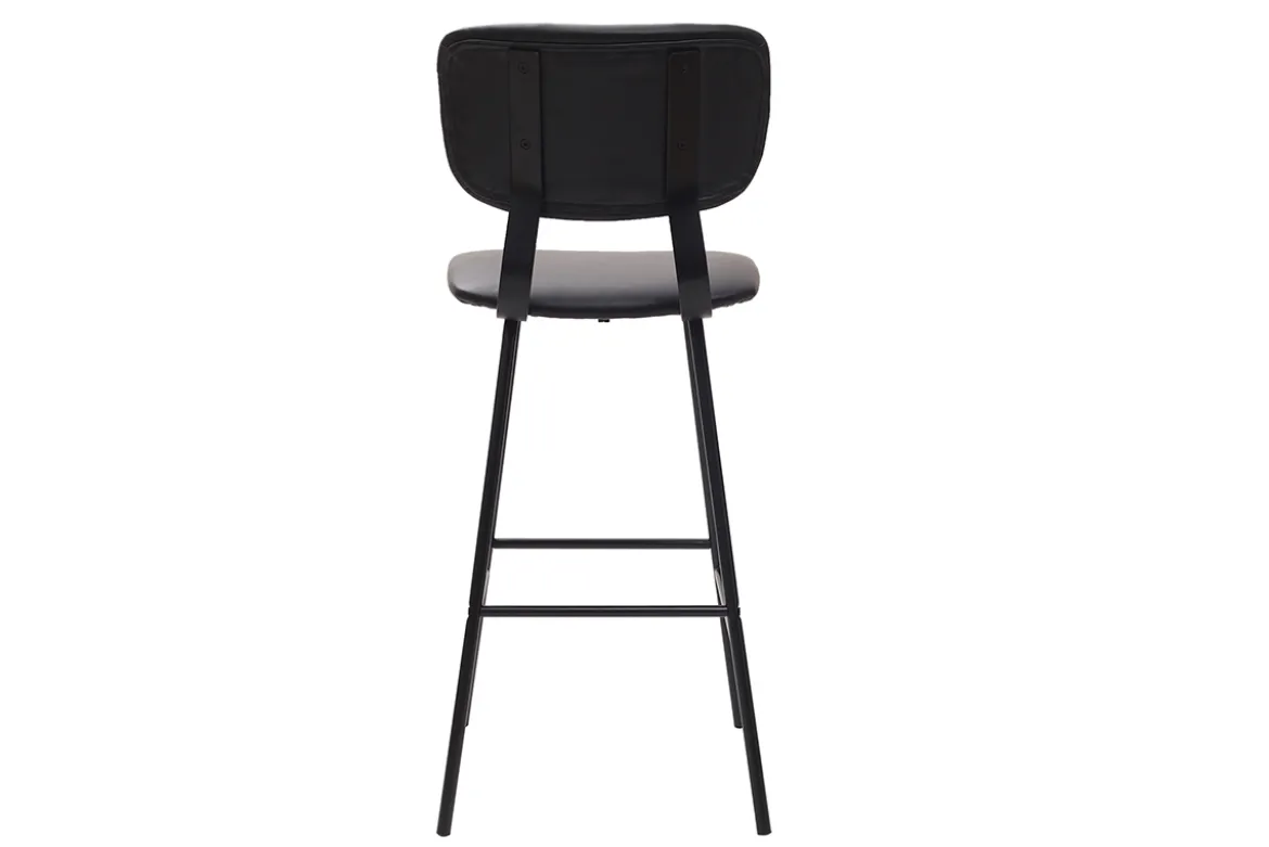 Tabourets de bar vintage noirs avec pieds métal 75 cm (lot de 2) LAB