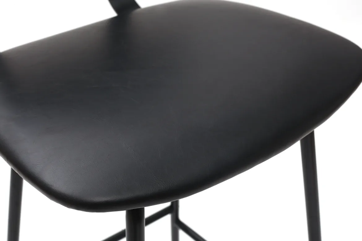 Tabourets de bar vintage noirs avec pieds métal 75 cm (lot de 2) LAB